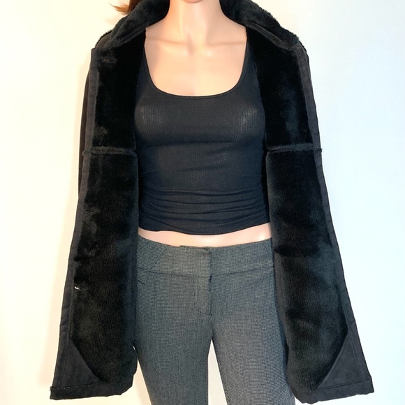 LG•BC CLOTHING ORIGINAL•SEXY•COZY BLACK COAT• - Picture 2 of 11